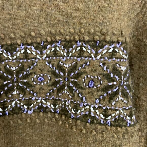 Elena Solano Embroidered Lambswool Fair Aisle Cardigan Large Grannycore Coquette - Picture 3 of 8